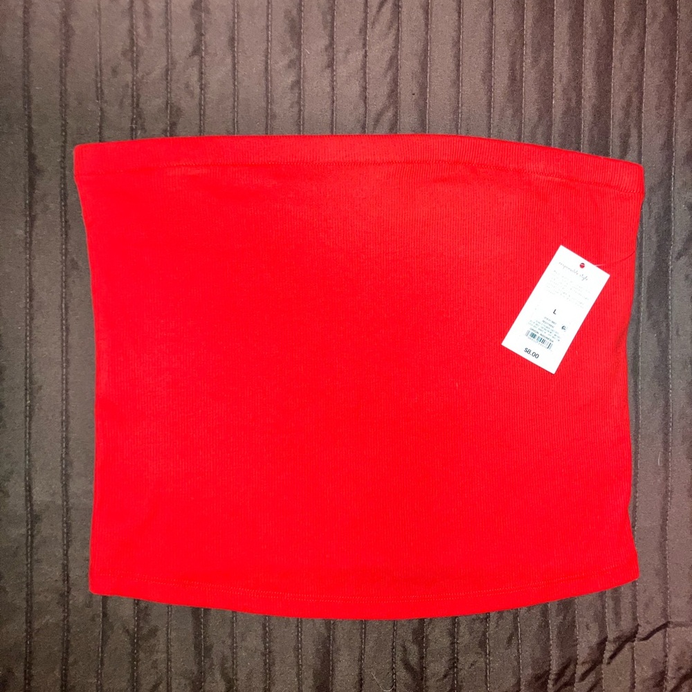A New Day Bold Red Strapless Crop Top